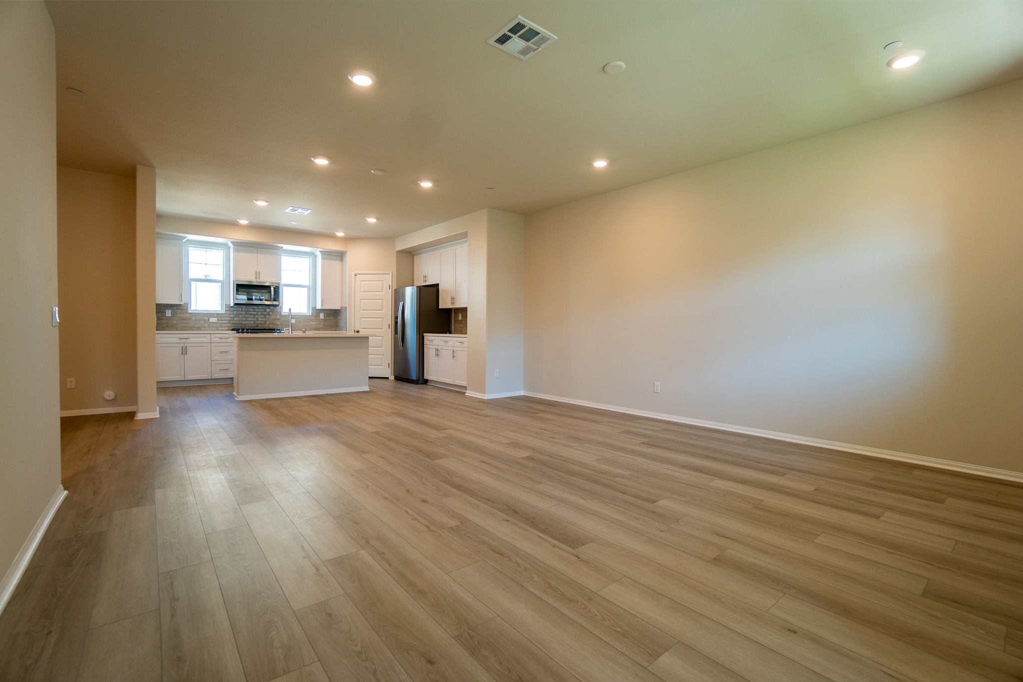 Open concept living and kitchen space